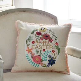Happy Easter Egg Applique Accent Pillow