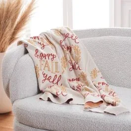 Happy Fall Cotton Throw Blanket