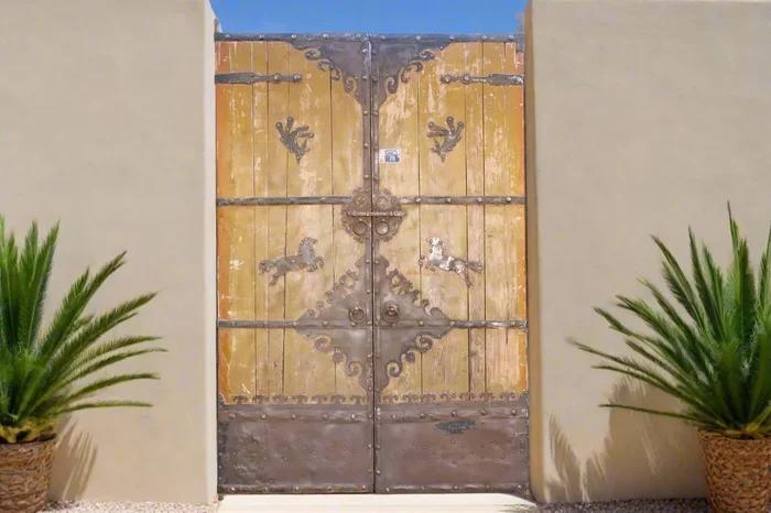 Impressive 19th Century Mongolian Painted Pair of Doors