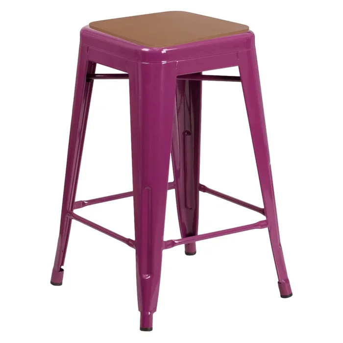Indoor/Outdoor Backless Counter Stool with Poly Resin Seat