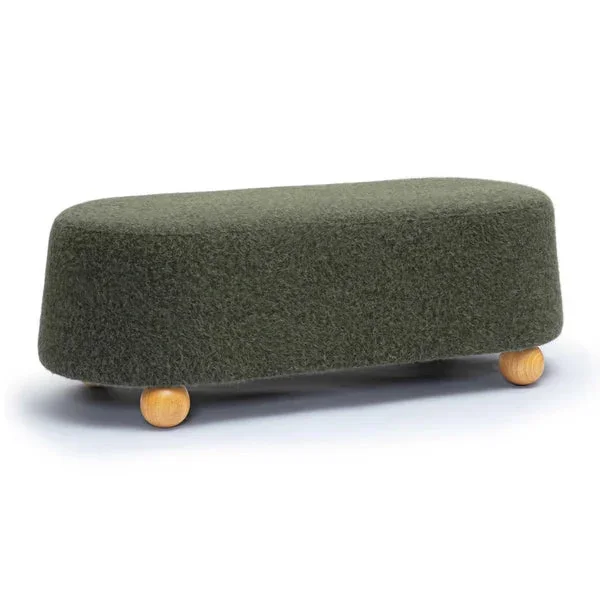 Jaine Forest Green Loose Mohair Large Ottoman