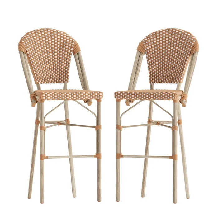 Lourdes Set of 2 Commercial Grade Stackable Indoor/Outdoor Bistro 30″ High Bar Height Stools