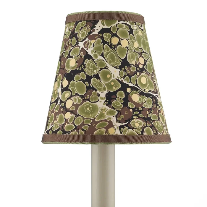 Marble Paper Tapered Chandelier Shade – Green/Brown/Gold