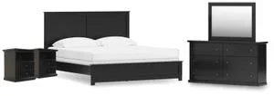 Maribel King Panel Bed, Dresser, Mirror and 2 Nightstands