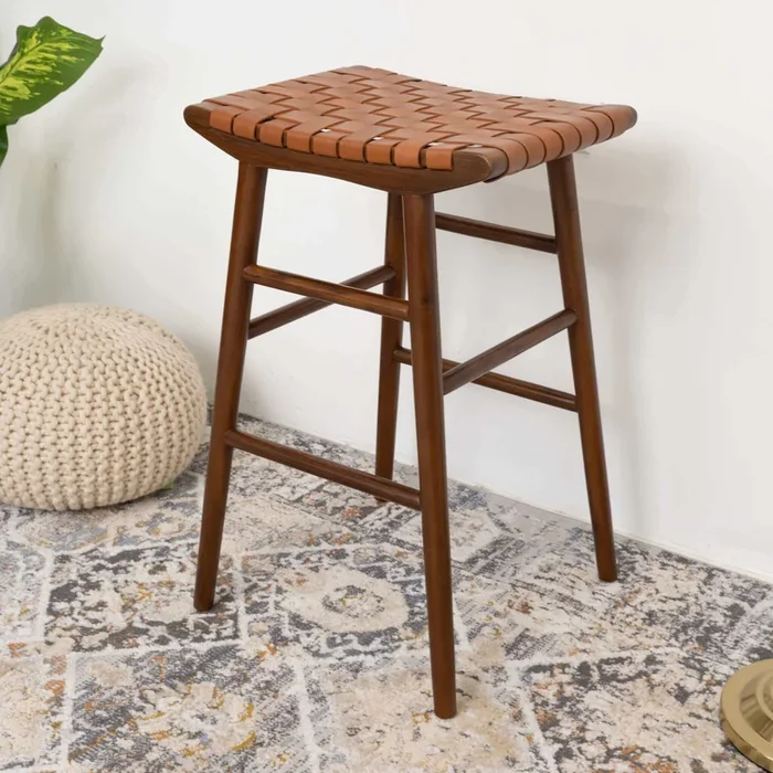 Maya 30″ Genuine Leather Stool In Tan