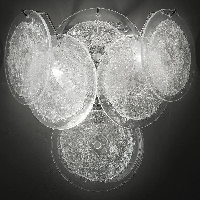 Mid-Century Disc Wall Light With Bubbled Murano Glass