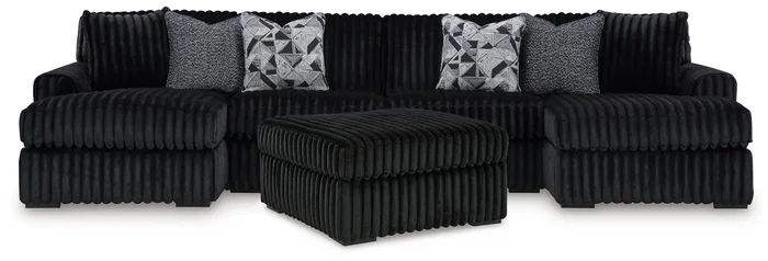 Midnight-Madness Sectional With Double Chaise And Ottoman