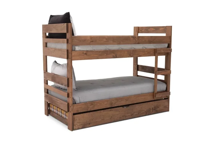 Moab Twin-Twin Bunk Bed with Twin Trundle and Mattress