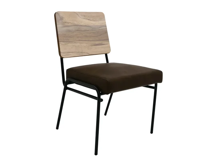 Modern Rustic Dining Chair with Upholstered Seat