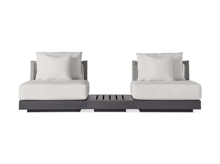 Naxos Outdoor Three-Piece Sectional with End Table