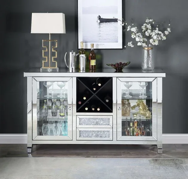 Noralie 36″H Glam Wine Cabinet with LED
