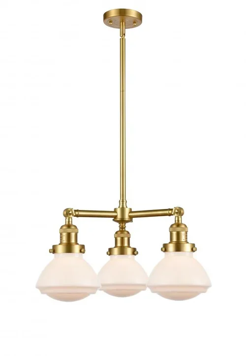 Olean – 3 Light – 19 inch – Satin Gold – Stem Hung – Chandelier (3442|207-SG-G321)