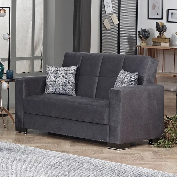 Ottomanson Armada Collection Upholstered Convertible Loveseat with Storage