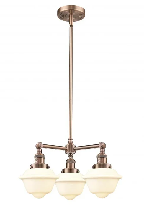 Oxford – 3 Light – 20 inch – Antique Copper – Stem Hung – Chandelier (3442|207-AC-G531-LED)