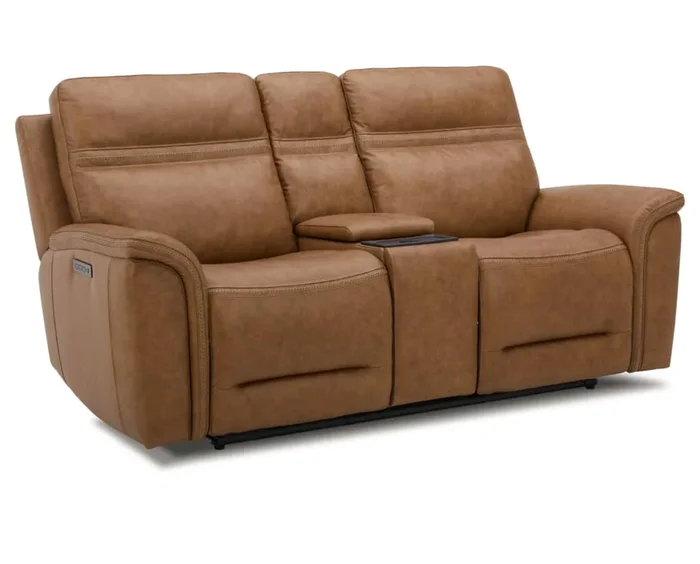 Quarry Leather Power Reclining Console Loveseat