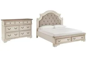 Realyn King Panel Storage Bed and Dresser