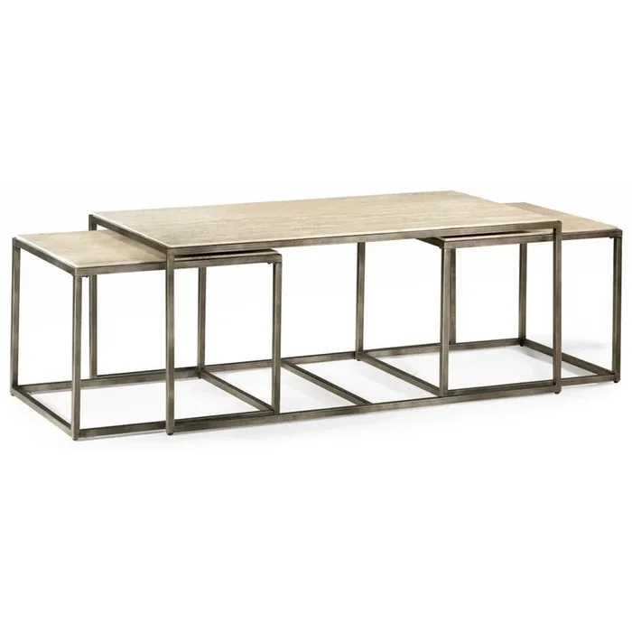 Rectangular Cocktail Table with Bronze with Nesting Tables