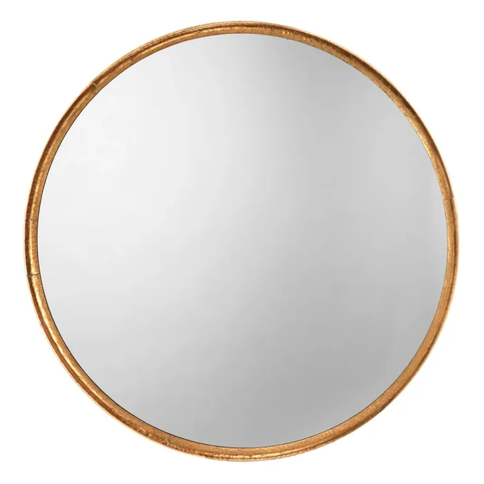 Refined Iron Round Wall Mirror, Gold