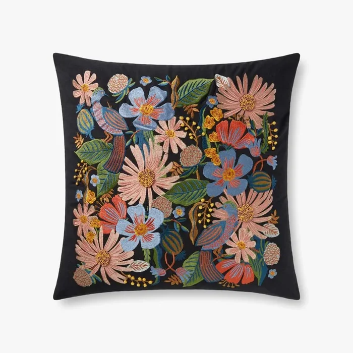 Rifle Paper Co. x Loloi Pillows PRP0023 Dovecote Black