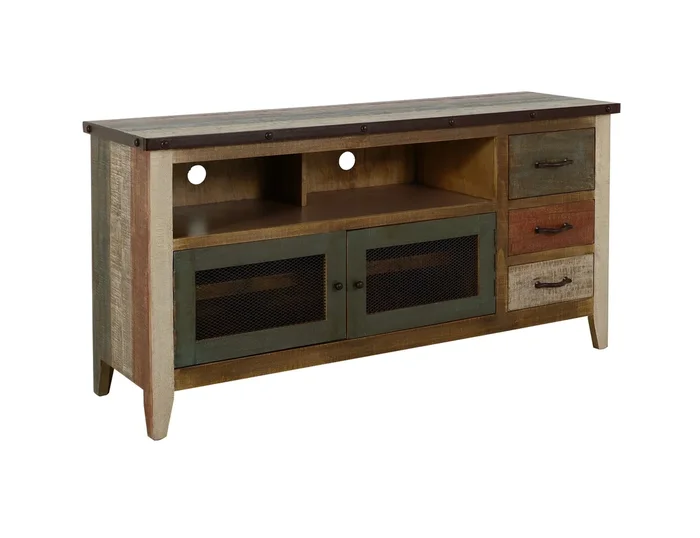 Rustic 62″ TV Stand with Wire Management