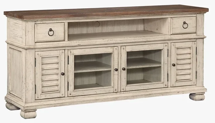 Rustic Farmhouse 66″ Entertainment Console with Soundbar Storage