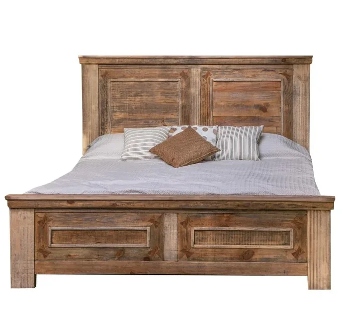 Rustic Solid Wood California King Panel Bed
