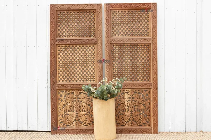 Set of 2 Reclaimed Teak Anglo Indian Doors