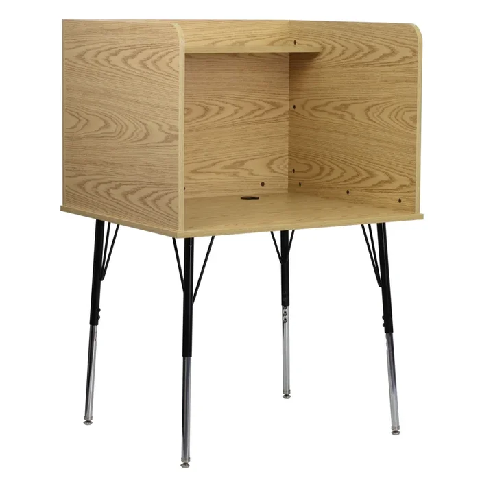 Stand-Alone Study Carrel with Top Shelf – Height Adjustable Legs and Wire Management Grommet