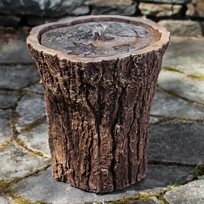 Stump Stone Fountain – Brown Stone Patina