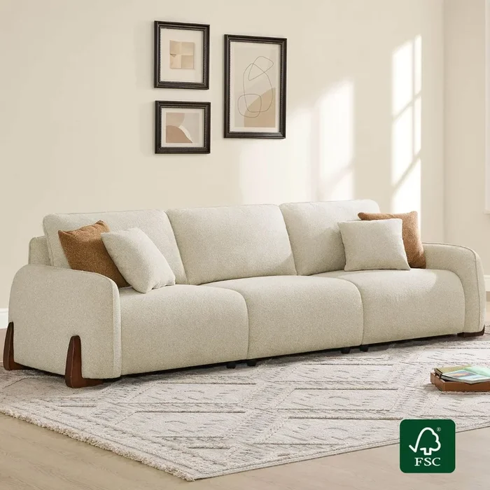 Teleri 3-seat Modular Curved Sofa with Wood Leg