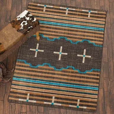 Three Chiefs Suede & Teal Rug – 8 x 11