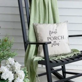 Ticking Stripe Front Porch Sittin Accent Pillow