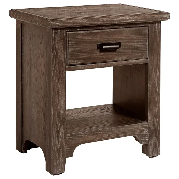 Transitional 1-Drawer Nightstand with Open Storage Compartment