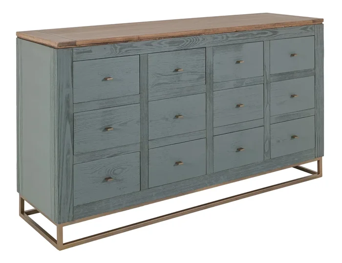 Transitional 12-Drawer Console Table