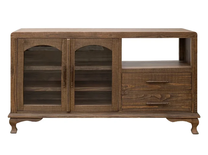 Transitional 2-Door Console with 2 Glass Front Doors