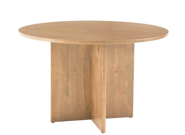 Transitional 60″ Round Dining Table with Wooden Pedestal Base