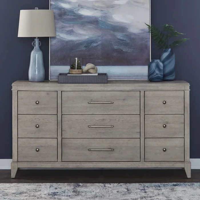 Transitional 9-Drawer Dresser with Felt-Lined Top Drawer
