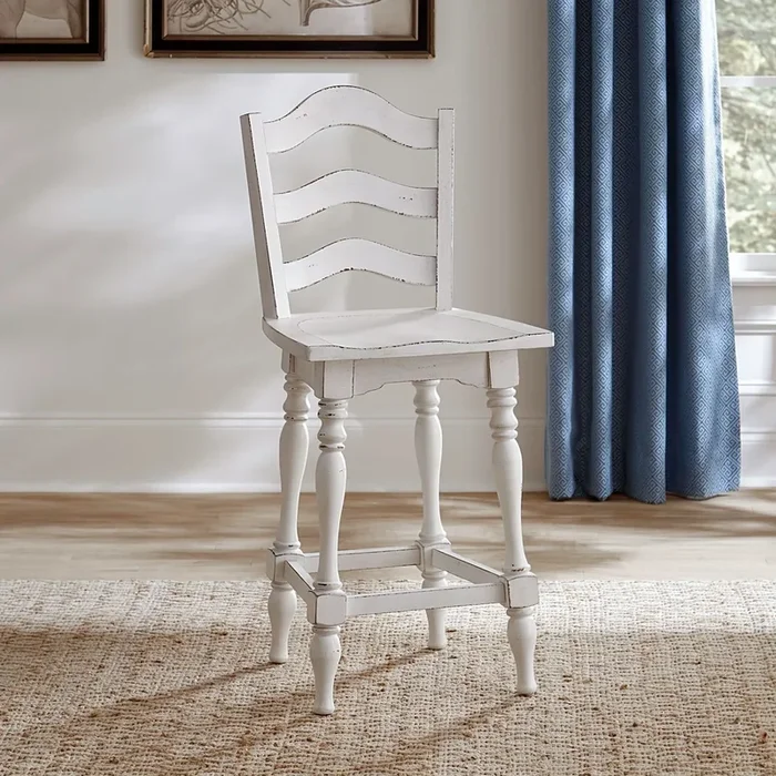Transitional Ladderback Swivel Counter Height Chair with Nylon Chair Glides