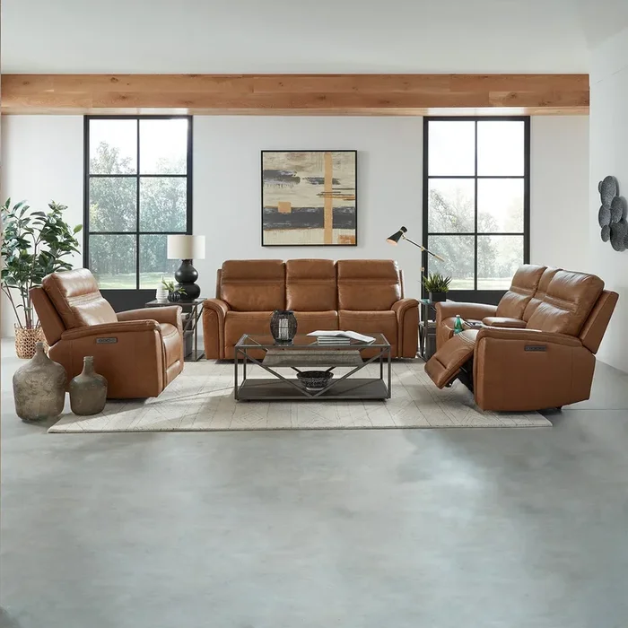 Transitional Power Reclining Sofa, Loveseat, and Recliner Set
