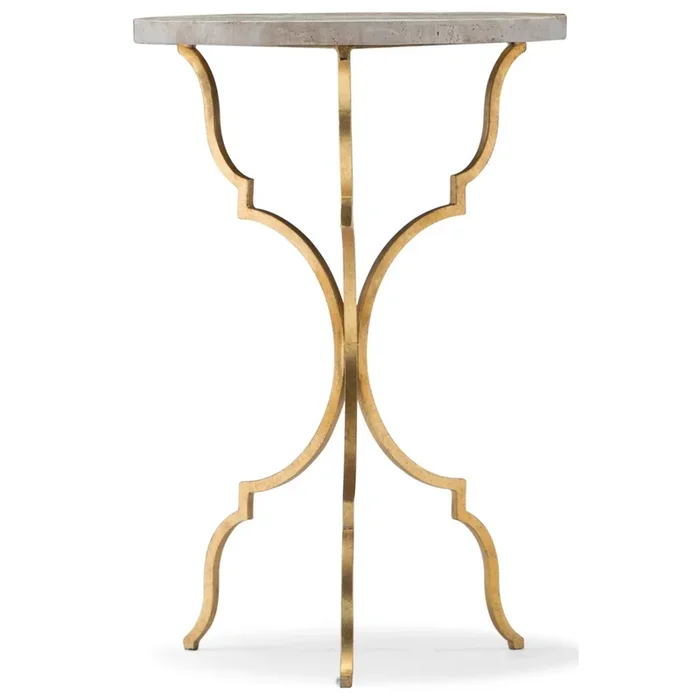 Transitional Round Martini Table with Travertine Top