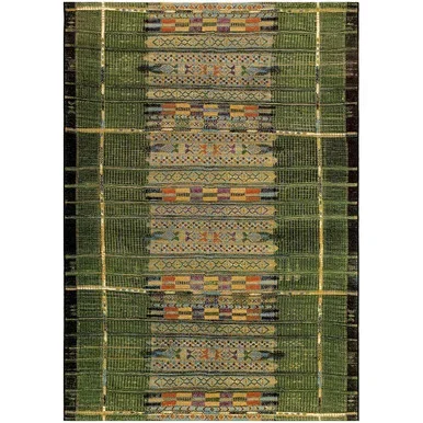 Tribal Stripes Green Indoor/Outdoor Rug – 8 x 10