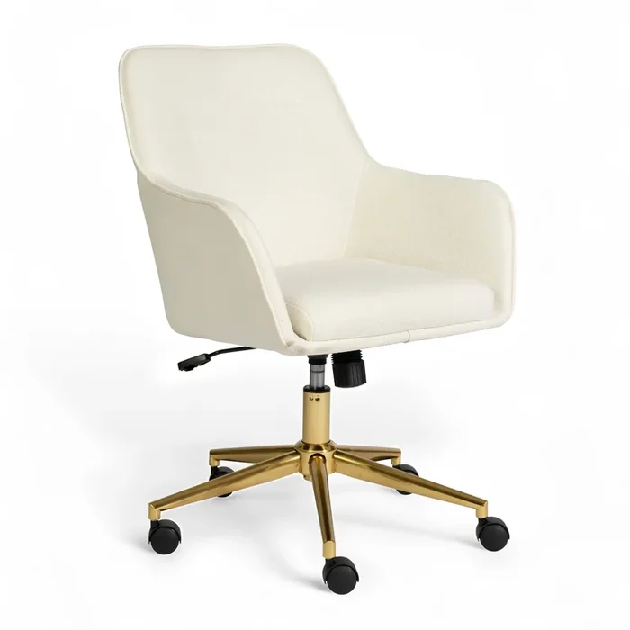 Upholstered Swivel Home Office Chair with Flared Arms