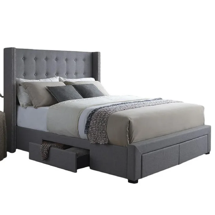 Wayfair Grey Upholstered Storage Panel Queen Size Bed