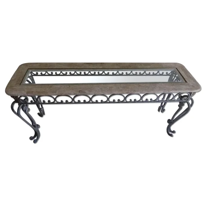 Wrought Iron & Glass Coffee Table + 2 End Tables + Console