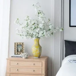 Yellow Floral Blossom Porcelain Accent Vase