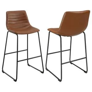 Zuni Faux Leather Upholstered Bar Chair Saddle (set of 2)